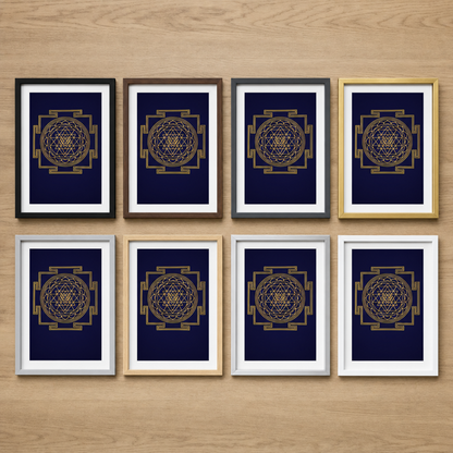 Shri Yantra framed gold sacred geometry print - Eat.Read.Love.