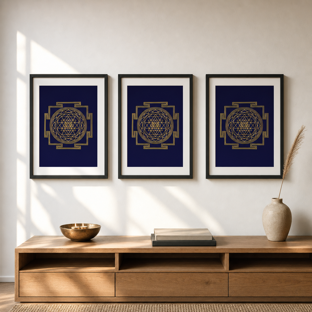 Shri Yantra framed gold sacred geometry print - Eat.Read.Love.