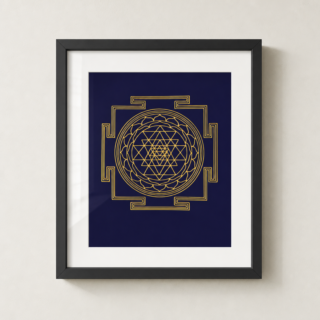 Shri Yantra framed gold sacred geometry print - Eat.Read.Love.
