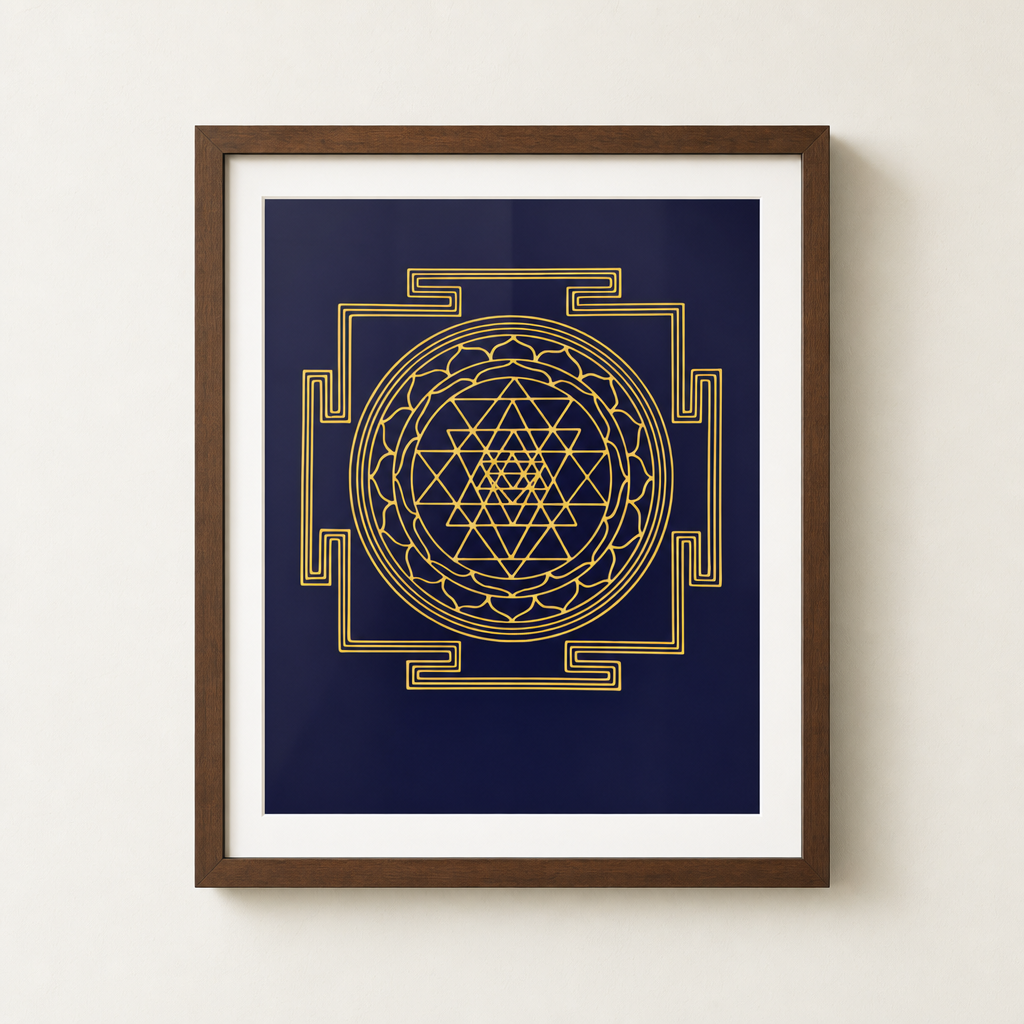 Shri Yantra framed gold sacred geometry print - Eat.Read.Love.