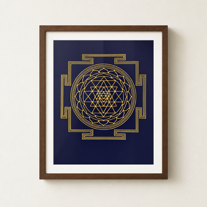 Shri Yantra framed gold sacred geometry print - Eat.Read.Love.
