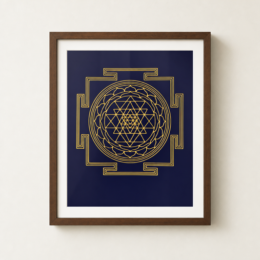 Shri Yantra framed gold sacred geometry print - Eat.Read.Love.