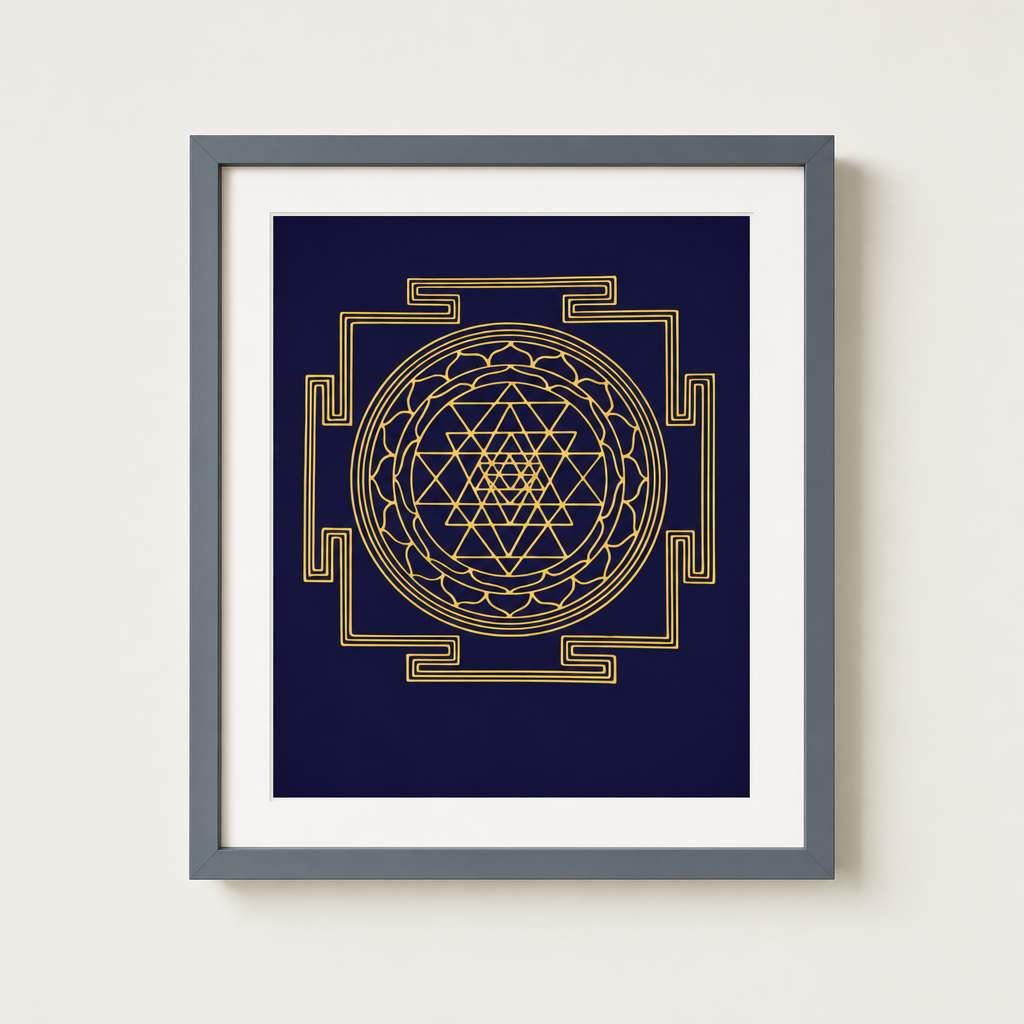 Shri Yantra framed gold sacred geometry print - Eat.Read.Love.