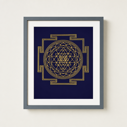 Shri Yantra framed gold sacred geometry print - Eat.Read.Love.