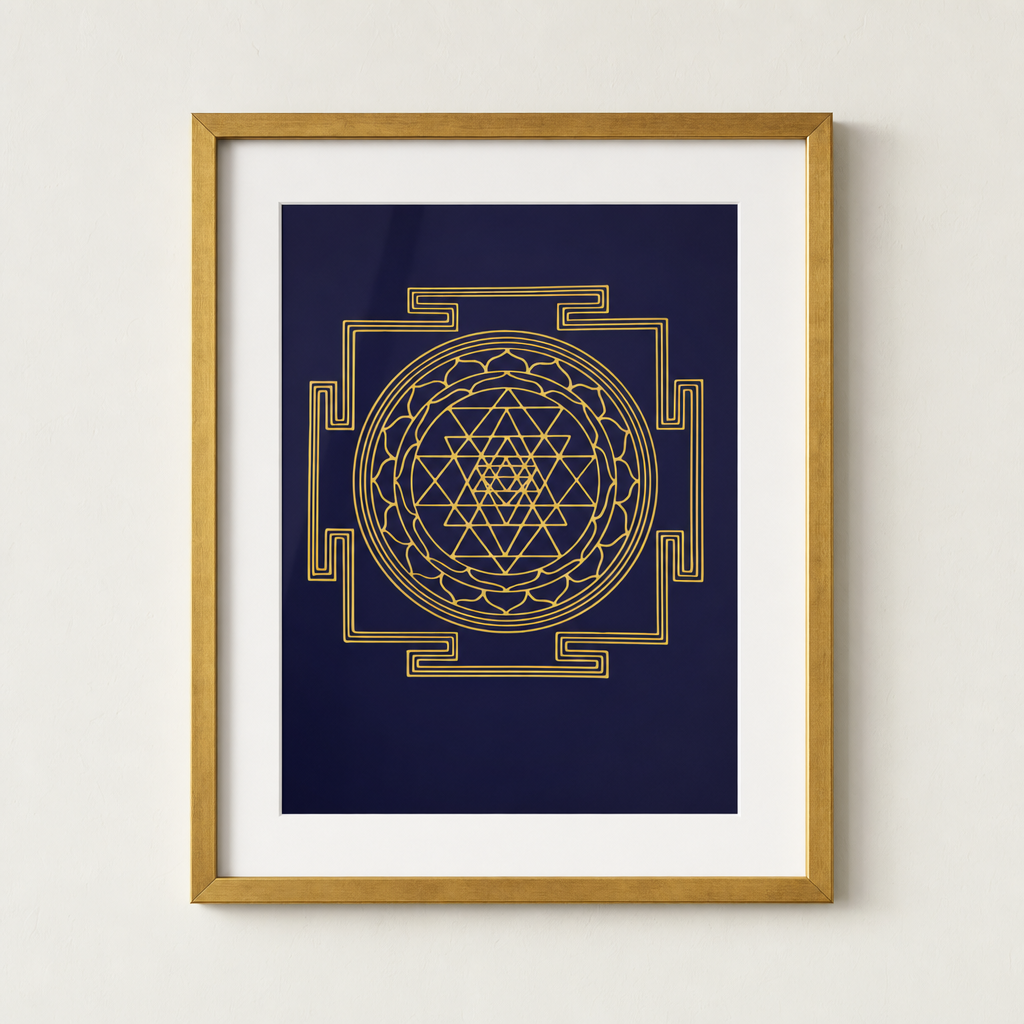 Shri Yantra framed gold sacred geometry print - Eat.Read.Love.