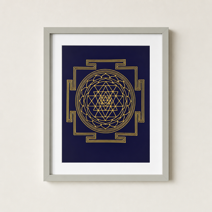 Shri Yantra framed gold sacred geometry print - Eat.Read.Love.