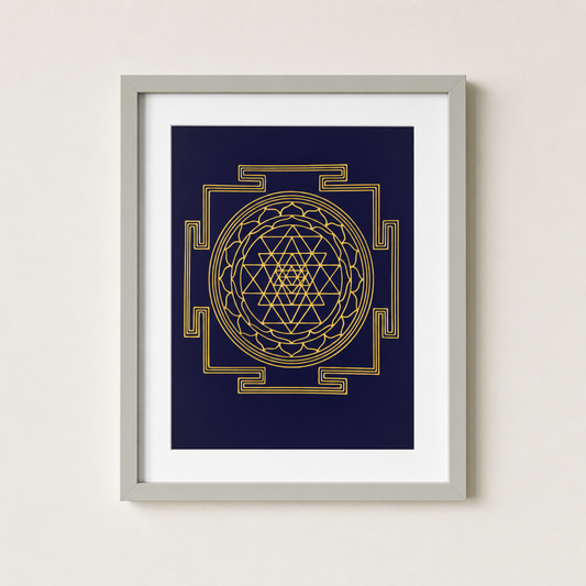 Shri Yantra framed gold sacred geometry print - Eat.Read.Love.