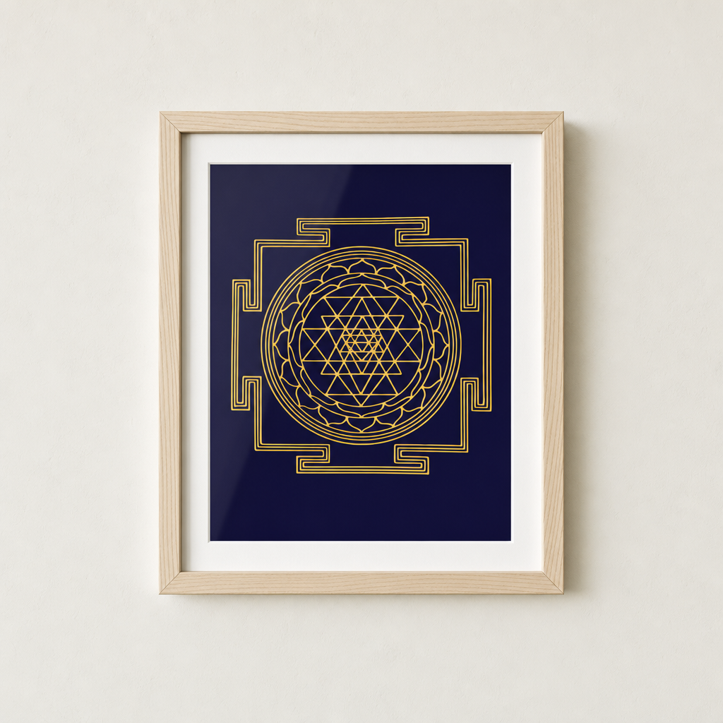Shri Yantra framed gold sacred geometry print - Eat.Read.Love.