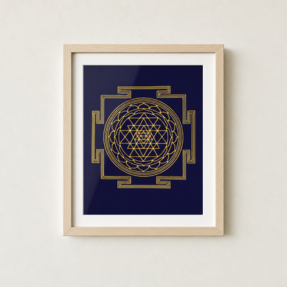 Shri Yantra framed gold sacred geometry print - Eat.Read.Love.