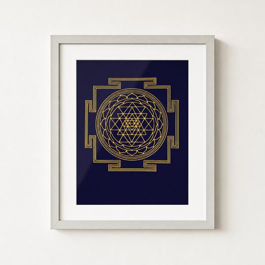 Shri Yantra framed gold sacred geometry print - Eat.Read.Love.