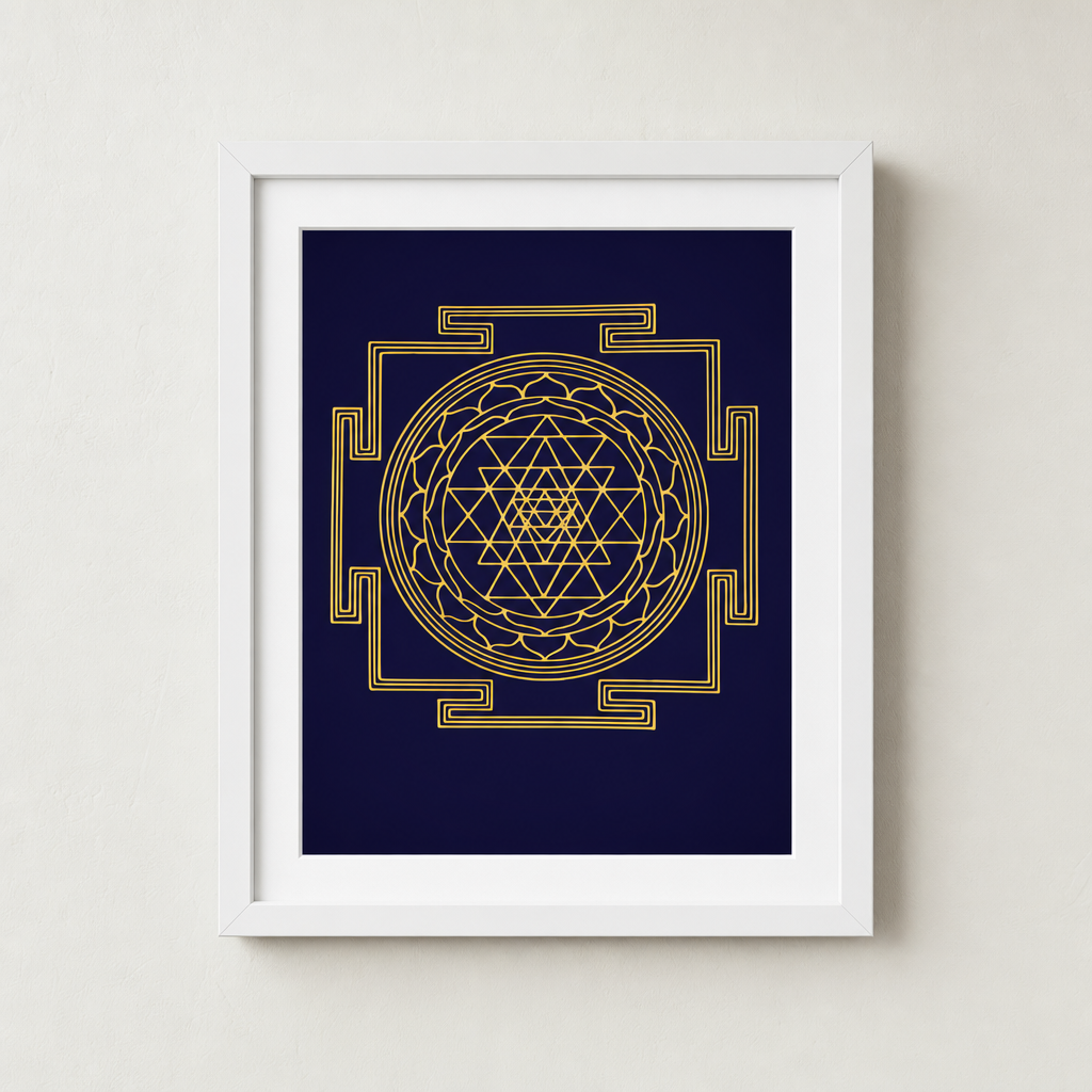 Shri Yantra framed gold sacred geometry print - Eat.Read.Love.
