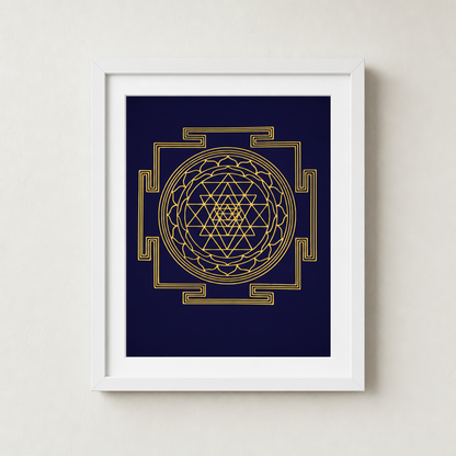 Shri Yantra framed gold sacred geometry print - Eat.Read.Love.