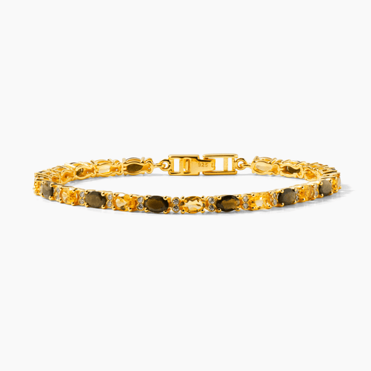 Smoky Quartz and Citrine Gold Filled Tennis Bracelet - Abundance and Grounding - Eat.Read.Love.