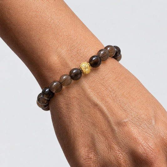 Smoky Quartz Feng Shui Lucky Pixiu Grounding & Wealth Bracelet