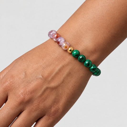 Super Seven and Malachite Eclipse 18k Pixiu Bracelet - Psychic