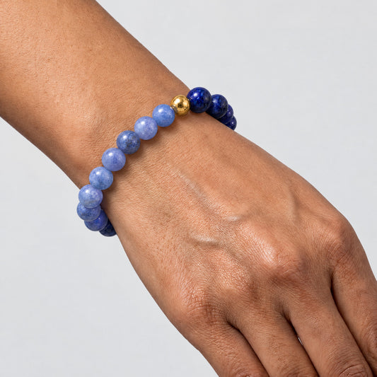 Tanzanite and Lapis Lazuli Eclipse 18k Pixiu Bracelet - Luck