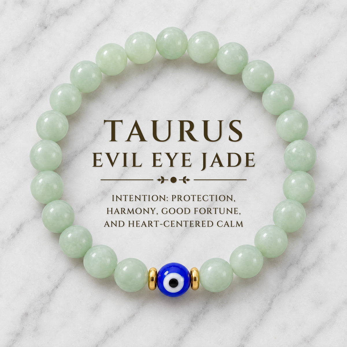 Taurus Evil Eye Jade Crystal Protection Bracelet