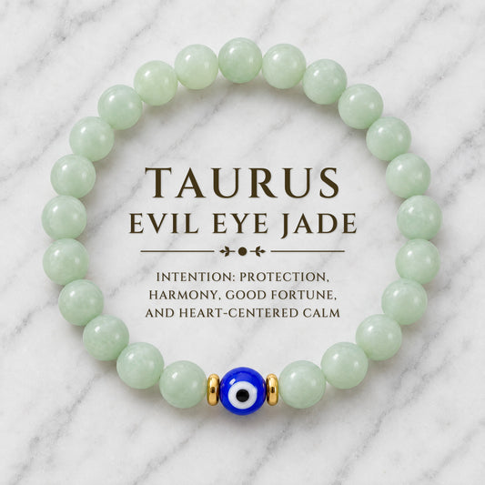 Taurus Evil Eye Jade Crystal Protection Bracelet