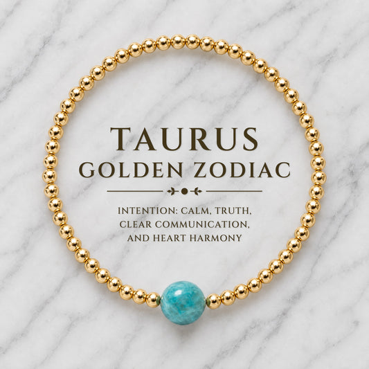 Taurus Golden Zodiac Amazonite 2026 Bracelet REAL Gold