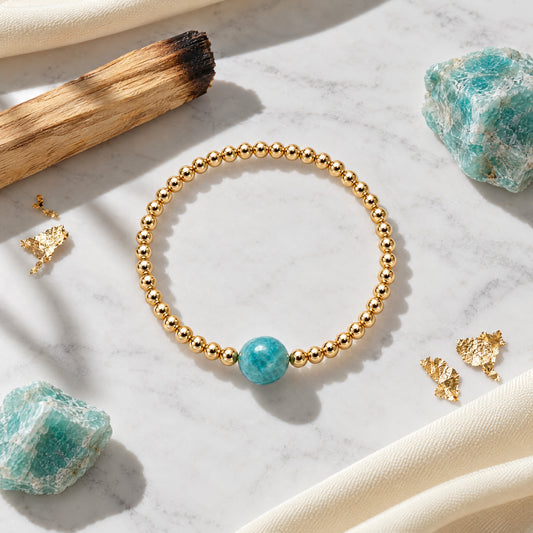 Taurus Golden Zodiac Amazonite 2026 Bracelet REAL Gold