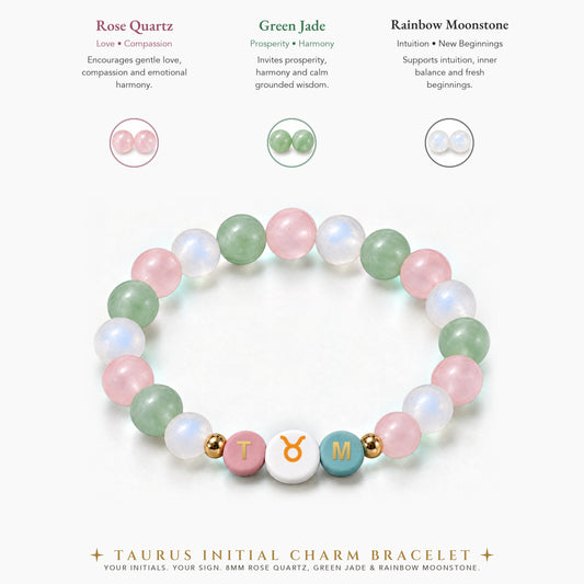 Taurus Initial Charm Bracelet