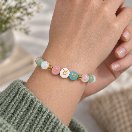 Taurus Initial Charm Bracelet