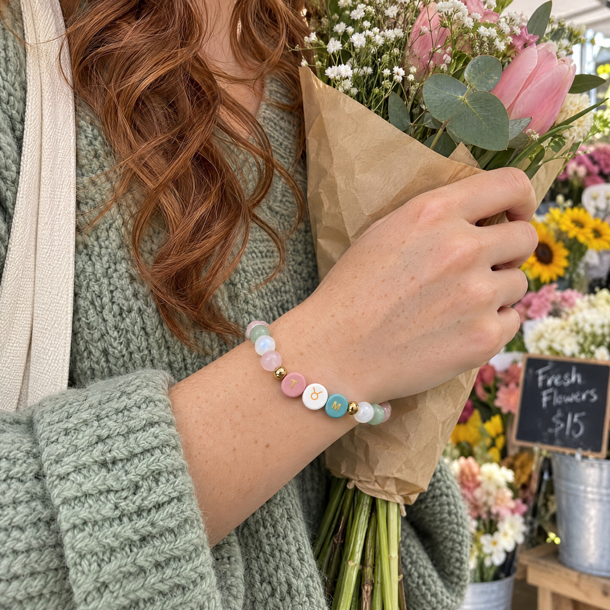 Taurus Initial Charm Bracelet