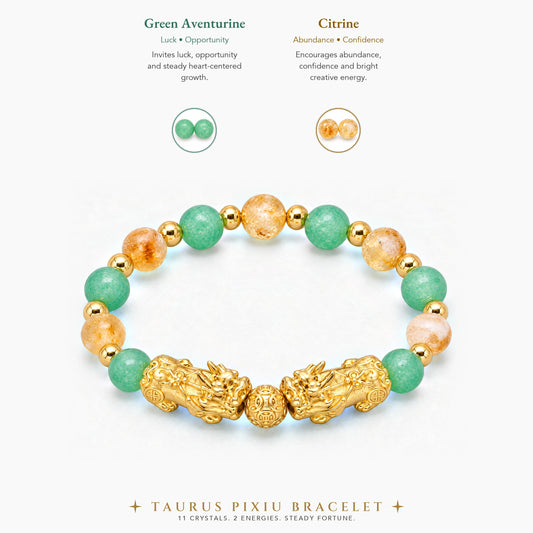 Taurus Zodiac Feng Shui Double Pixiu Bracelet