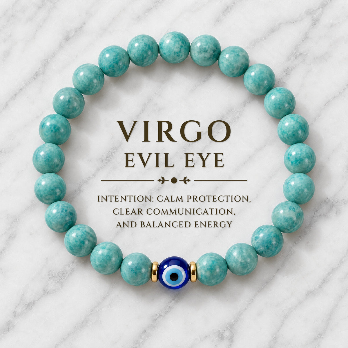 Virgo Evil Eye Amazonite Crystal Protection Bracelet