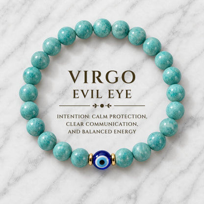 Virgo Evil Eye Amazonite Crystal Protection Bracelet