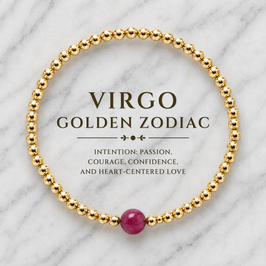 Virgo Golden Zodiac Ruby 2026 Bracelet REAL Gold