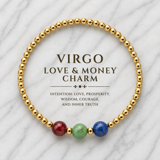 Virgo Love and Money Golden Bracelet with REAL Gold