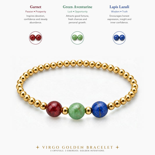 Virgo Love and Money Golden Bracelet with REAL Gold
