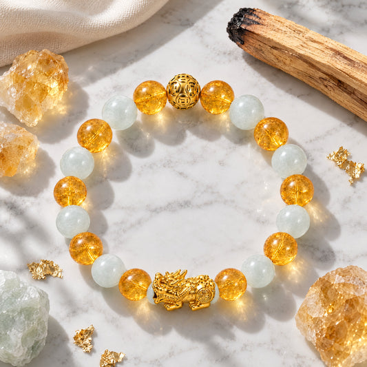 Wealth Era Jupiter Grade AA Citrine and Jade Bracelet