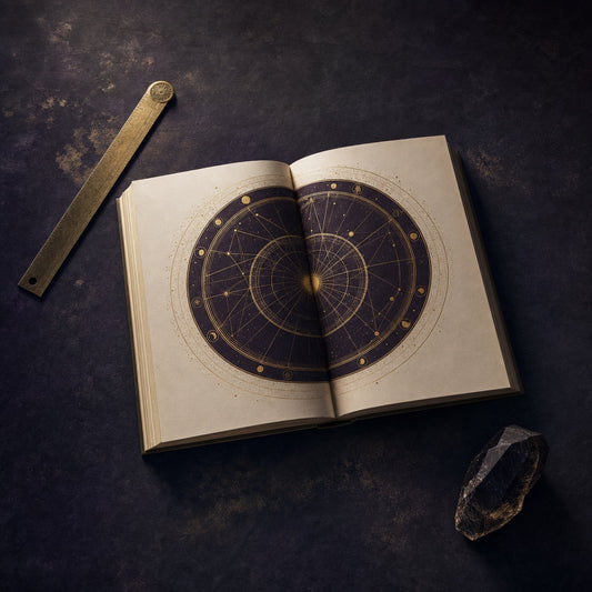 The report open to a full-page golden tropical birth chart wheel