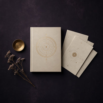 Premium Western Birth Chart Analysis — printed report with a gold chart wheel on the cover, alongside loose chart pages